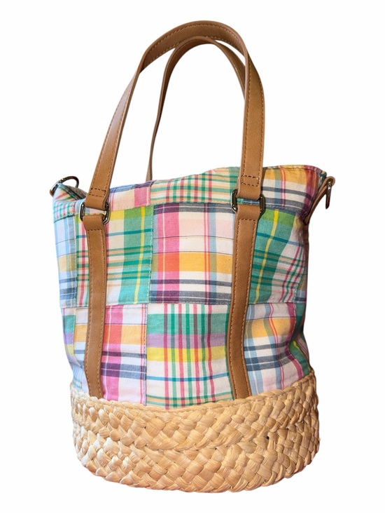 Talbots Handbags - Talbots Multicolor Plaid Tote with Tan Handles
